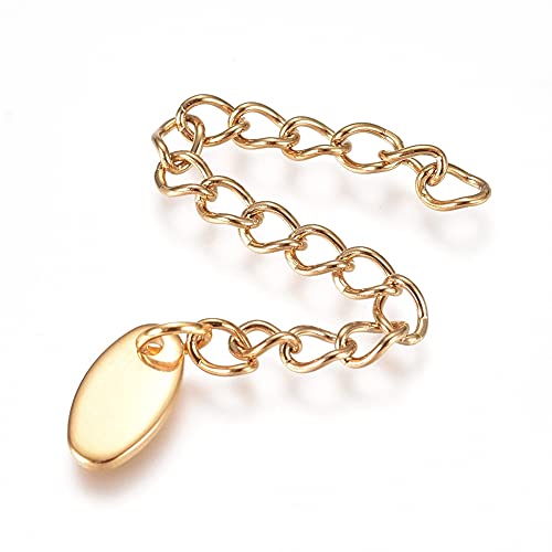 DanLingJewelry 50 Stück goldene Verlängerungsketten aus Edelstahl mit ovalen Anhängern für Schmuckherstellung von DanLingJewelry