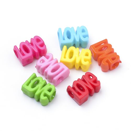 DanLingJewelry 50 Stück undurchsichtige Acryl-Perlen mit Aufschrift "Love", europäische Perlen, bunt, große Löcher, Abstandshalter für Schlüsselanhänger, Armband, Halskette, Schmuckherstellung DanLingJewelry 50 Stück undurchsichtige Acryl-Perlen mit Aufschrift "Love", europäische Perlen, bunt, große Löcher, Abstandshalter für Schlüsselanhänger, Armband, Halskette, Schmuckherstellung von DanLingJewelry