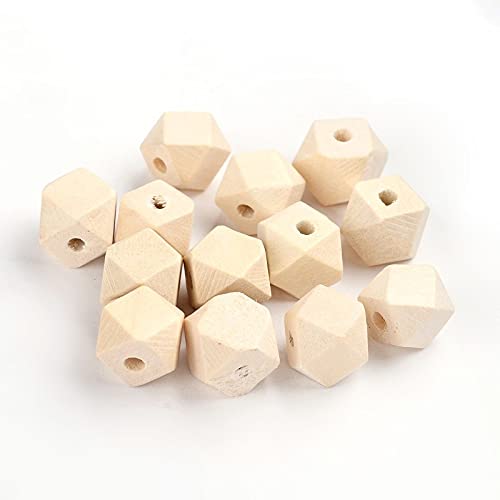 DanLingJewelry 500 Stück facettierte geometrische Holzperlen, unlackiert, natürlich, polygonale Holz-Abstandshalter, Perlen für handgefertigte Halsketten, Armbänder, Schmuck, Bastelarbeiten von DanLingJewelry