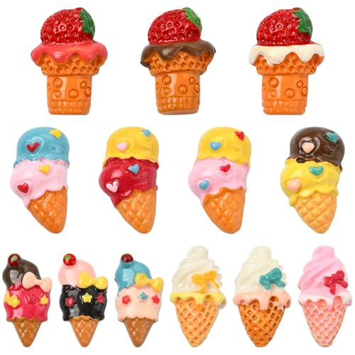 DanLingJewelry 52 Stück gemischte Eiscreme-Anhänger aus Harz, Cabochon, Erdbeere, Kirsche, Schleife, süße Lebensmittel, flache Rückseite, für Bastelarbeiten, Sommer, Scrapbooking, Basteldekoration DanLingJewelry 52 Stück gemischte Eiscreme-Anhänger aus Harz, Cabochon, Erdbeere, Kirsche, Schleife, süße Lebensmittel, flache Rückseite, für Bastelarbeiten, Sommer, Scrapbooking, Basteldekoration von DanLingJewelry