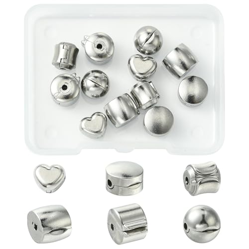 DanLingJewelry 6 Sets runde Säulen-Verschlüsse im europäischen Stil, Verbindungsstück, Edelstahl, Kastenverschlüsse, Fundstücke für DIY-Kette, Zopf, Schmuckherstellung, Zubehör von DanLingJewelry