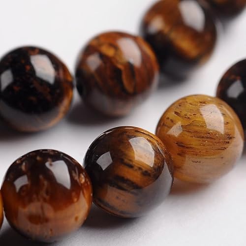 DanLingJewelry 60 Stück 6 mm natürliche Edelsteine, lose Perlen, runde Tigerauge, Abstandshalter für Perlen, Schmuck, Armbänder, Halsketten von DanLingJewelry
