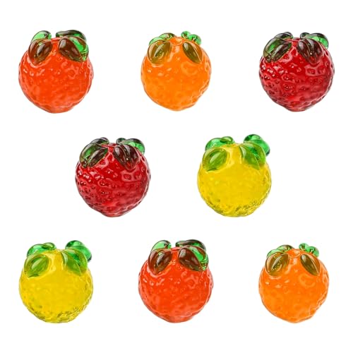 DanLingJewelry 8 Stück gemischte Farben handgemachte Lampwork Glas Orange Perlen Winzige bunte Glasperlen Obstperlen für Schmuckherstellung Armbänder Halsketten DIY Handwerk von DanLingJewelry