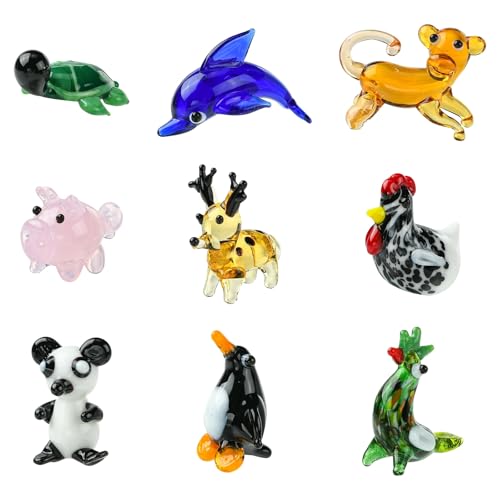 DanLingJewelry 9 Stück gemischte Stile, handgefertigte Lampwork-Glas-Tierdekorationen, einzigartige Glasdekoration, Miniatur-Tierfiguren für Zuhause, Büro, Tischdekoration DanLingJewelry 9 Stück gemischte Stile, handgefertigte Lampwork-Glas-Tierdekorationen, einzigartige Glasdekoration, Miniatur-Tierfiguren für Zuhause, Büro, Tischdekoration von DanLingJewelry
