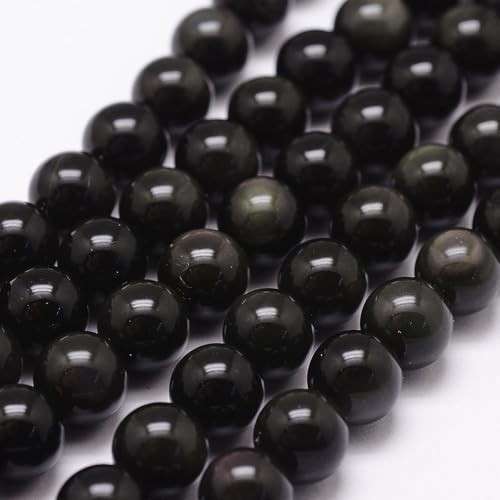 DanLingJewelry 90 Stück runde schwarze Obsidian-Perlen aus natürlichem Edelstein für Schmuckherstellung, Armbänder, Halsketten, Ringe, Bastelbedarf, 8 mm DanLingJewelry 90 Stück runde schwarze Obsidian-Perlen aus natürlichem Edelstein für Schmuckherstellung, Armbänder, Halsketten, Ringe, Bastelbedarf, 8 mm von DanLingJewelry