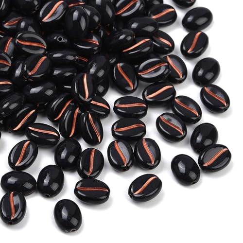DanLingJewelry Acryl-Kaffeebohnenperlen, flach, rund, schwarz, für Schmuck, Armbänder, Halsketten, ca. 1900 Stück DanLingJewelry Acryl-Kaffeebohnenperlen, flach, rund, schwarz, für Schmuck, Armbänder, Halsketten, ca. 1900 Stück von DanLingJewelry