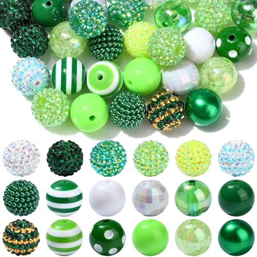 DanLingJewelry Acrylperlen, rund, 20 mm, große Kugelperlen für Armbänder, Stifte, Schmuckherstellung, Grün, 50 Stück von DanLingJewelry