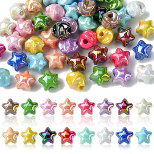 DanLingJewelry Acrylperlen in Sternform, 16 mm, AB-Farbe, Kunststoffperlen, Perlen für DIY-Schmuckherstellung, 50 Stück von DanLingJewelry