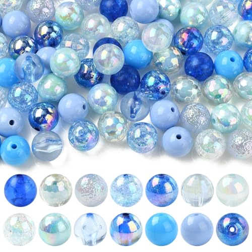 DanLingJewelry Blaue Acrylperlen, Kaugummi-Perlen, 16 mm, klobig, rund, Abstandshalter, Kaugummi-Perlen für Schmuck-Armbänder, 100 Stück von DanLingJewelry