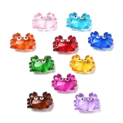 DanLingJewelry Bunte Emaille-Glasperlen in Krabbenform, handgefertigt, bauchig, Meerestierperlen für Schmuckherstellung, Armbänder, Basteln, 20 Stück von DanLingJewelry