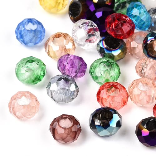 DanLingJewelry Bunte Glasperlen mit großem Loch, 8 mm, transparent, facettiert, runde Perlen für Schmuckherstellung, Handwerk, 100 Stück DanLingJewelry Bunte Glasperlen mit großem Loch, 8 mm, transparent, facettiert, runde Perlen für Schmuckherstellung, Handwerk, 100 Stück von DanLingJewelry