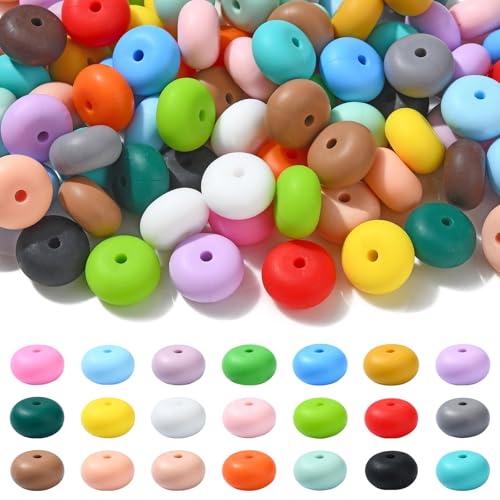 DanLingJewelry Bunte Silikon-Linsenperlen, 14 mm, Abakus-Silikonperlen, Rondelle, lose Silikonperlen für Schlüsselanhänger, Stifte, 100 Stück DanLingJewelry Bunte Silikon-Linsenperlen, 14 mm, Abakus-Silikonperlen, Rondelle, lose Silikonperlen für Schlüsselanhänger, Stifte, 100 Stück von DanLingJewelry