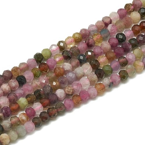 DanLingJewelry Bunte natürliche Turmalin-Perlen, rund, facettiert, rund, lose Perlen für DIY-Schmuckherstellung, ca. 3 mm, ca. 110 Stück DanLingJewelry Bunte natürliche Turmalin-Perlen, rund, facettiert, rund, lose Perlen für DIY-Schmuckherstellung, ca. 3 mm, ca. 110 Stück von DanLingJewelry