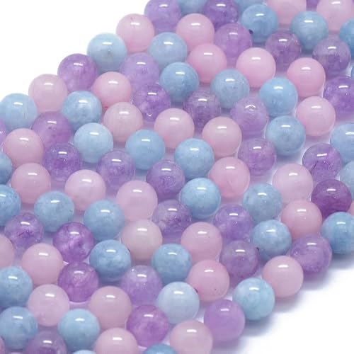 DanLingJewelry Bunte natürliche runde Edelsteinperlen, Aquamarin, Rosenquarz und Amethyst, 8 mm, ca. 100 Stück DanLingJewelry Bunte natürliche runde Edelsteinperlen, Aquamarin, Rosenquarz und Amethyst, 8 mm, ca. 100 Stück von DanLingJewelry
