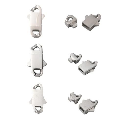 DanLingJewelry Edelstahl-Schnallenverschlüsse in 3 Größen, Federverschluss, kubanische Gliederverschlüsse für geflochtene Ketten, Halsketten, Schmuckherstellung, 3 Stück von DanLingJewelry