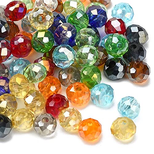 DanLingJewelry Facettierte galvanisierte Glasperlen, 8 mm, AB-Farbe, facettierte Rondelle-Perlen, transparente Kristall-Abstandshalter für DIY-Armbänder, Ohrringe, Schmuckherstellung, 200 Stück DanLingJewelry Facettierte galvanisierte Glasperlen, 8 mm, AB-Farbe, facettierte Rondelle-Perlen, transparente Kristall-Abstandshalter für DIY-Armbänder, Ohrringe, Schmuckherstellung, 200 Stück von DanLingJewelry
