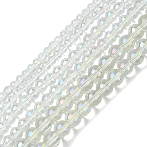 DanLingJewelry Galvanisierte, transparente Glasperlen, rund, 4/6/8 mm, klare AB-Kristallglas-Abstandshalter für Schmuckherstellung, Bastelprojekte, ca. 400 Stück von DanLingJewelry