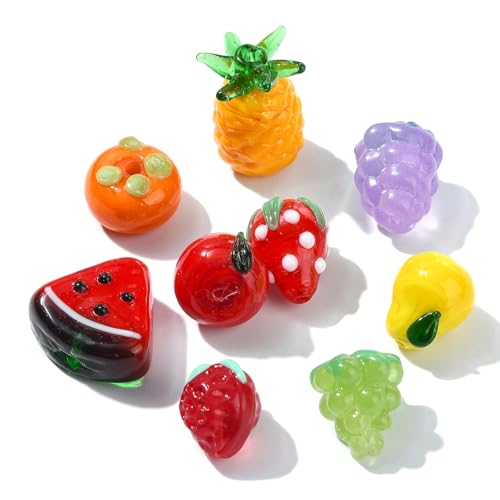 DanLingJewelry Glasperlen, gemischte Stile, handgefertigt, für Obst, Erdbeere, Ananas, Wassermelone, Abstandshalter, lose Perlen für Bastelarbeiten, Armbänder, Halsketten, Schmuckherstellung, 9 Stück DanLingJewelry Glasperlen, gemischte Stile, handgefertigt, für Obst, Erdbeere, Ananas, Wassermelone, Abstandshalter, lose Perlen für Bastelarbeiten, Armbänder, Halsketten, Schmuckherstellung, 9 Stück von DanLingJewelry