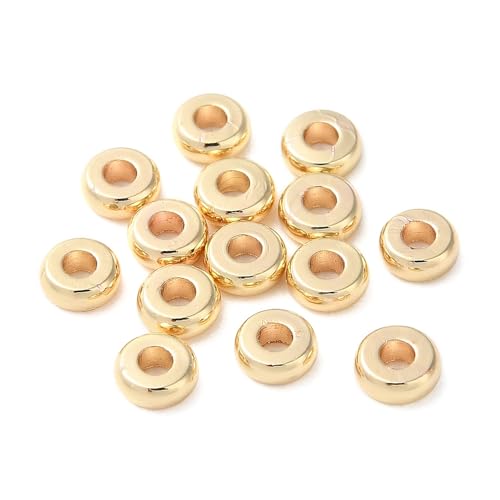 DanLingJewelry Goldene, flache runde Heishi-Perlen, 4 mm, Abstandshalter aus Messing, für Bastelarbeiten, Halsketten, Armbänder, Schmuckherstellung, ca. 500 Stück DanLingJewelry Goldene, flache runde Heishi-Perlen, 4 mm, Abstandshalter aus Messing, für Bastelarbeiten, Halsketten, Armbänder, Schmuckherstellung, ca. 500 Stück von DanLingJewelry