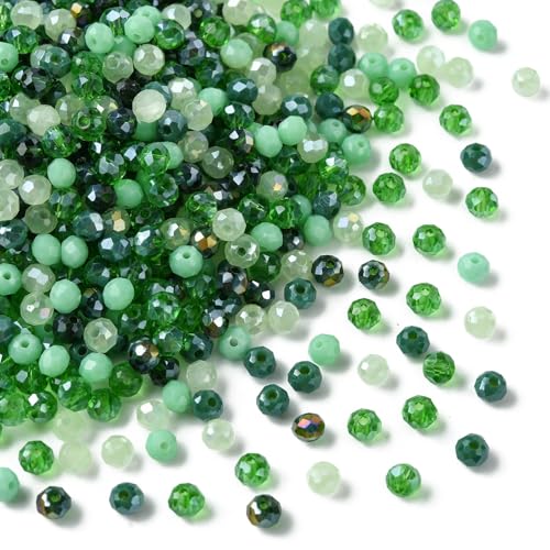 DanLingJewelry Grüne Glasperlen, 4 mm, grüne Glasperlen, facettierte Rondelle, Abstandshalter, für Armbänder, Schmuckherstellung, 1000 Stück DanLingJewelry Grüne Glasperlen, 4 mm, grüne Glasperlen, facettierte Rondelle, Abstandshalter, für Armbänder, Schmuckherstellung, 1000 Stück von DanLingJewelry