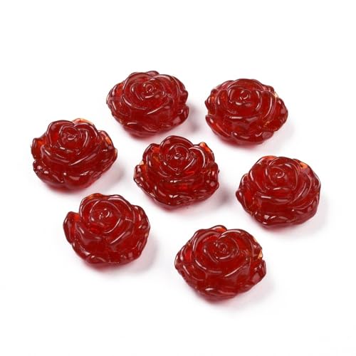 DanLingJewelry Handgefertigte Glasperlen in Rosenform, rote Blumenform, für Schmuckherstellung, Zubehör, 5 Stück von DanLingJewelry