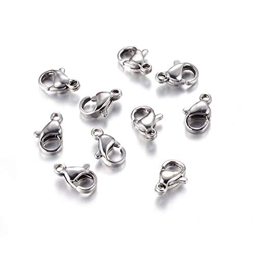 DanLingJewelry Karabinerverschlüsse für Armbänder, Halsketten, Schmuck, silberfarben, Edelstahl, 9 x 5,5 x 3 mm, 100 Stück von DanLingJewelry