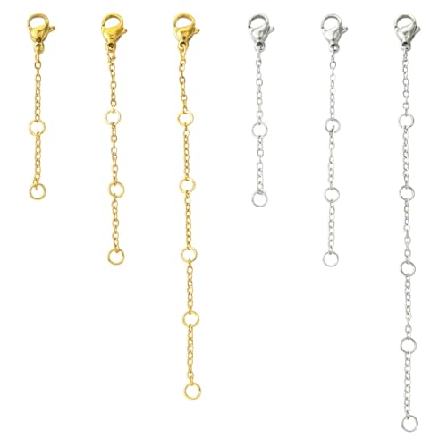 DanLingJewelry Kettenverlängerungen aus Edelstahl mit Karabinerverschlüssen, für Halskette, Armband, Schwanz, Verlängerungsketten für Schmuckherstellung, 6 Stück DanLingJewelry Kettenverlängerungen aus Edelstahl mit Karabinerverschlüssen, für Halskette, Armband, Schwanz, Verlängerungsketten für Schmuckherstellung, 6 Stück von DanLingJewelry