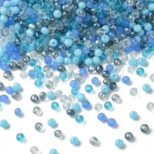 DanLingJewelry Kristallglasperlen, 4 mm, facettierte Rondelle-Glasperlen mit Loch, Glasperlen für Armbänder, Halsketten, Ohrringe, Schmuckherstellung, Hellblau, 500 Stück DanLingJewelry Kristallglasperlen, 4 mm, facettierte Rondelle-Glasperlen mit Loch, Glasperlen für Armbänder, Halsketten, Ohrringe, Schmuckherstellung, Hellblau, 500 Stück von DanLingJewelry