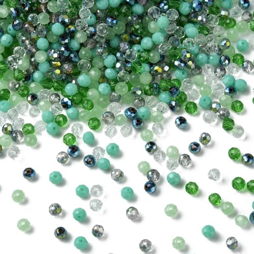DanLingJewelry 500 Stück grüne Serie 4 mm facettierte Rondelle-Glasperlen für Armbänder, Halsketten, Ohrringe, DIY-Schmuckherstellung von DanLingJewelry