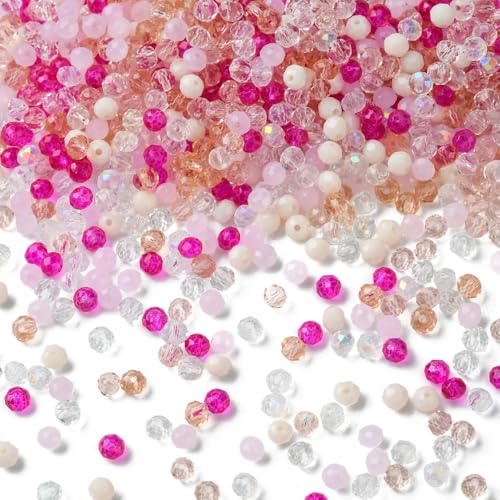 DanLingJewelry Kristallglasperlen aus der rosafarbenen Reihe, 4 mm, facettierte Rondelle-Glasperlen mit Loch, Glasperlen für Armbänder, Halsketten, Ohrringe, DIY-Schmuckherstellung, 500 Stück DanLingJewelry Kristallglasperlen aus der rosafarbenen Reihe, 4 mm, facettierte Rondelle-Glasperlen mit Loch, Glasperlen für Armbänder, Halsketten, Ohrringe, DIY-Schmuckherstellung, 500 Stück von DanLingJewelry