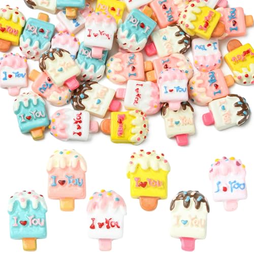 DanLingJewelry Mini-Eiscreme-Cabochons aus Kunstharz, flache Rückseite, flache Rückseite, 36 Stück DanLingJewelry Mini-Eiscreme-Cabochons aus Kunstharz, flache Rückseite, flache Rückseite, 36 Stück von DanLingJewelry