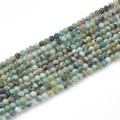 DanLingJewelry Natürliche türkisfarbene Jaspisperlen, rund, facettiert, lose Perlen für Armbänder, Halsketten, 3 mm, ca. 130 Stück von DanLingJewelry