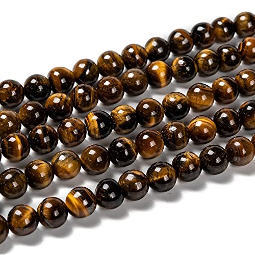 DanLingJewelry Natursteinperlen, 8–8,5 mm, Kristall, Tigerauge, runde Edelsteinperlen für Schmuckherstellung, Armbänder, Halsketten, Zubehör, 230 Stück von DanLingJewelry