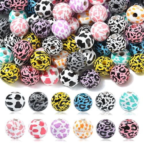 DanLingJewelry Perlen mit Kuh-Leopardenmuster, 16 mm, natürliche Bauernhaus-Perlen, runde Kugel, Tierdruck, Bastelperlen für Wald, DIY, Schmuck, Girlanden, 100 Stück DanLingJewelry Perlen mit Kuh-Leopardenmuster, 16 mm, natürliche Bauernhaus-Perlen, runde Kugel, Tierdruck, Bastelperlen für Wald, DIY, Schmuck, Girlanden, 100 Stück von DanLingJewelry