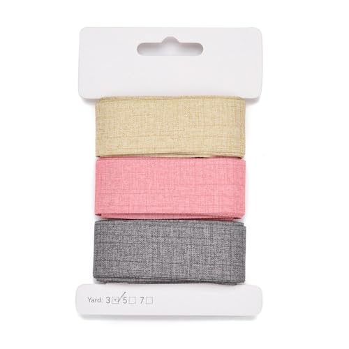 DanLingJewelry Polyesterband, 25 ~ 28 mm, 3 Stile, rosa-grau, Polyester-Satinband, buntes Geschenkdekorband für DIY, handgemachtes Handwerk von DanLingJewelry
