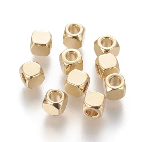 DanLingJewelry Quadratische Abstandshalter-Perlen, 4 mm, Edelstahl, Würfelperlen für Schmuckherstellung, 30 Stück von DanLingJewelry