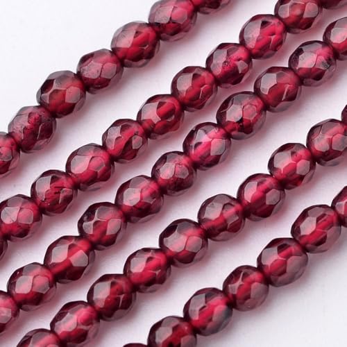 DanLingJewelry Rote facettierte natürliche Granat-Perlen, rund, lose Perlen, kleine Heilstein-Abstandshalter, Perlen für Schmuckherstellung, DIY, Handwerk, 3 mm, 500 Stück von DanLingJewelry