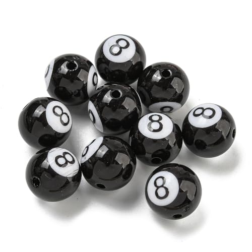 DanLingJewelry Runde Zahlenperlen aus Acryl, 16 mm, Schwarz und Weiß, Sport-Tischkugel-Thema, klobige Kaugummi-Perlen für Heimwerker, Party, Dekoration, Basteln, 100 Stück von DanLingJewelry