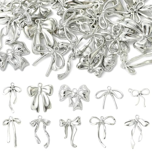 DanLingJewelry Schleifen-Anhänger aus platinfarbener Legierung, niedlicher Schmetterlings-Anhänger für selbstgemachte Halsketten, Armbänder, Ohrringe, Schmuckherstellung, 40 Stück DanLingJewelry Schleifen-Anhänger aus platinfarbener Legierung, niedlicher Schmetterlings-Anhänger für selbstgemachte Halsketten, Armbänder, Ohrringe, Schmuckherstellung, 40 Stück von DanLingJewelry