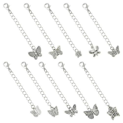 DanLingJewelry Silber-Verlängerungskette mit Schmetterlings-Anhängern, Verlängerung, Karabinerverschlüsse für Schmuckherstellung, 50 Stück DanLingJewelry Silber-Verlängerungskette mit Schmetterlings-Anhängern, Verlängerung, Karabinerverschlüsse für Schmuckherstellung, 50 Stück von DanLingJewelry