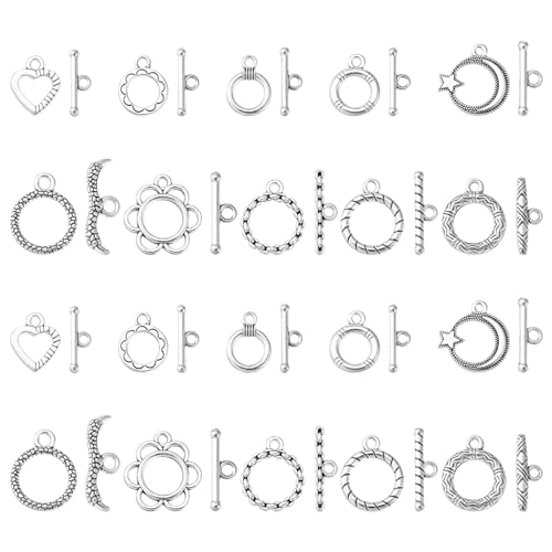 DanLingJewelry Tibetische OT-Knebelverschlüsse, 60 Stück, 10 Stile, Antik-Silber, Knebelverschlüsse für Halsketten, Armbänder, Schmuckherstellung DanLingJewelry Tibetische OT-Knebelverschlüsse, 60 Stück, 10 Stile, Antik-Silber, Knebelverschlüsse für Halsketten, Armbänder, Schmuckherstellung von DanLingJewelry