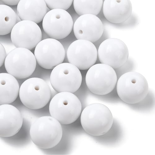 DanLingJewelry Weiße runde Acrylperlen, 20 mm, klobige Kaugummi-Perlen für Halsketten, Armbänder, Schmuckherstellung, Bastelbedarf, 100 Stück von DanLingJewelry