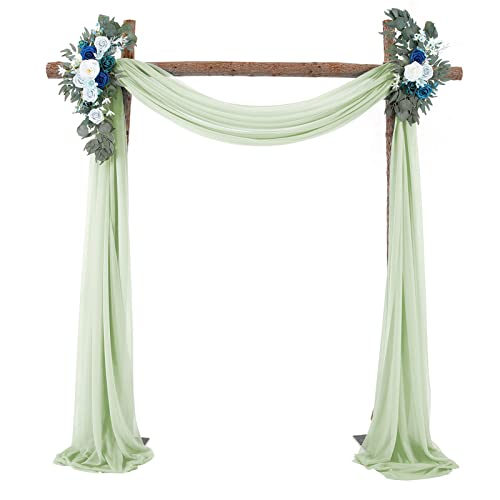 DanLink 1 Stück Bogenvorhänge für Hochzeiten, Graugrüner Brautschleier 70 x 550 cm Stretch Voile Vorhänge für Hochzeitsdekoration, Hintergrund, Voile Vorhang von DanLink