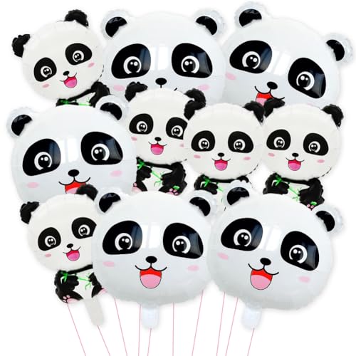 10PCS Panda Aluminium Folie Ballon,Panda Geburtstag Deko,Panda Luftballons,Ballon Set,Geeignet für Kindergeburtstagsfeier Panda Themenparty,Partydekorationen von Danbghyuo