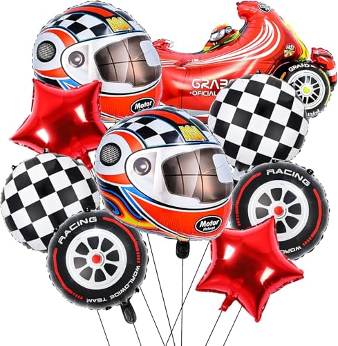7 Stück Motorsport Ballon-Set - Helm Racing Reifen Geburtstag, Auto Ballons Rennwagen Ballons Party Supplies Dekorationen, Aluminiumfolie Geburtstag Ballon 7 Stück Motorsport Ballon-Set - Helm Racing Reifen Geburtstag, Auto Ballons Rennwagen Ballons Party Supplies Dekorationen, Aluminiumfolie Geburtstag Ballon von Danbghyuo