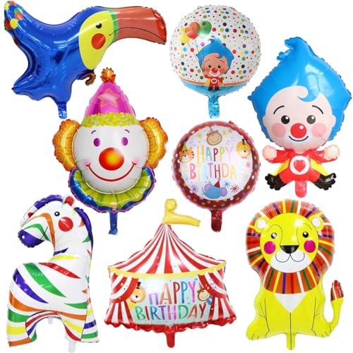 8 Stücke Zirkus Tiere Folienballon, Clown Ballon Deko, XXL Aluminium Folie Zebra ballon, Zirkus Löwe Luftballons, Zirkuszelt Riesenballon zum Karneval Urlaub Geburtstag Thematische Party Deko 8 Stücke Zirkus Tiere Folienballon, Clown Ballon Deko, XXL Aluminium Folie Zebra ballon, Zirkus Löwe Luftballons, Zirkuszelt Riesenballon zum Karneval Urlaub Geburtstag Thematische Party Deko von Danbghyuo
