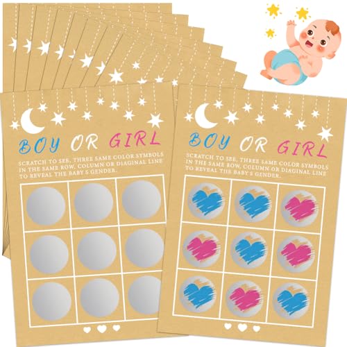 Danbghyuo 20Pcs Geschlecht Reveal Scratch Off Karten - Boy or Girl ? Reveal Spiele, seine ein Junge Geschlecht Reveal Tic Tac Toe Board, Reveal Ideen Party & Scratch off Game (Boy) von Danbghyuo