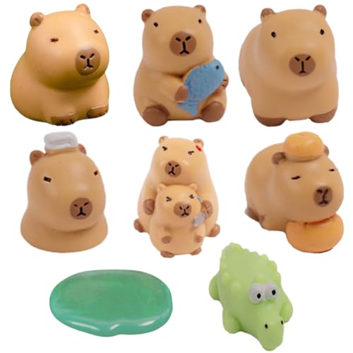 Danbghyuo 8 Stück Capybara Figuren Tortendeko, Realistic Capybara Animal Figures, Capybara Ornamente, Capybara Figures, Mini Animal Figures, Geschenke für Birthday Party Dekoration von Danbghyuo