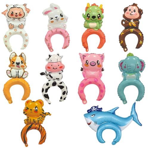 Folienballon Tiere, 10 Stück Tier Ballon Stirnbänder, Nette Folienballons mit Zeichentrickfiguren, Cartoon Tiere Geschenk Kopfschmuck, für geburtstagsfeier Dekoration Folienballon Tiere, 10 Stück Tier Ballon Stirnbänder, Nette Folienballons mit Zeichentrickfiguren, Cartoon Tiere Geschenk Kopfschmuck, für geburtstagsfeier Dekoration von Danbghyuo