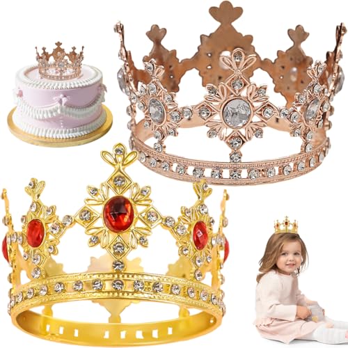 Gold Crown Kuchen Topper, Alles Gute zum Geburtstag Kuchen Topper Party,Vintage Krone Kuchen Topper Dekoration, Kuchendekorationen für Hochzeiten (Gold + Roségold) von Danbghyuo